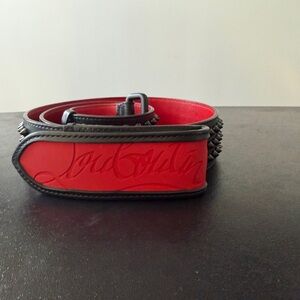 Christian Louboutin Red and Black Studded Men's Belt.